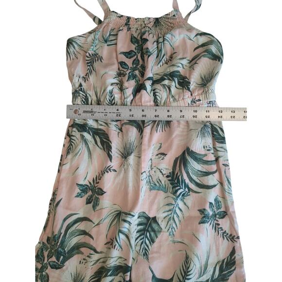 Old Navy Girls Linen Jumpsuit Pink Ferns Sleeveless One Piece Size 10-12 L - Picture 6 of 9